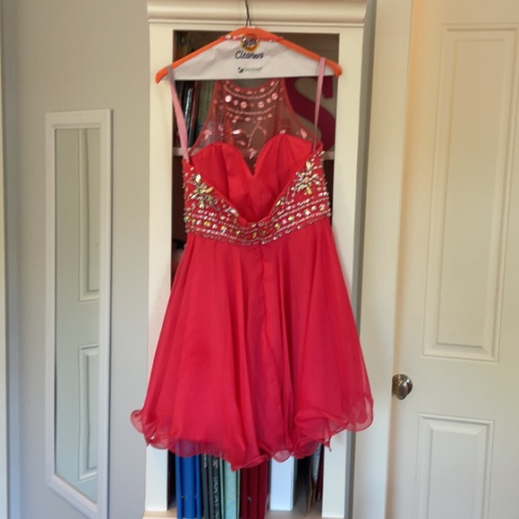 Short Hot Pink Blush Prom Dress - Picture 4 of 6